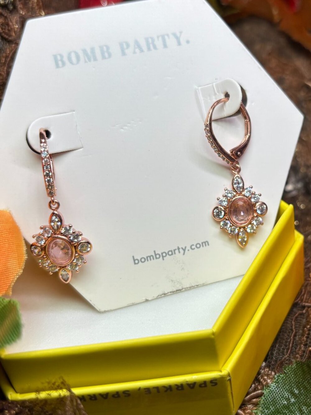 Bomb Party "Make A Wish" Brown Amethyst Luxury Drop Earrings RBP3998